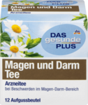 DAS gesunde PLUS Magen und Darm Tee, 12шт x 1,75 гр=21 g -  Натуральный травяной растительный медицинский чай "желудок и кишечник" с активными веществами цветков ромашки, листья мяты перечной и кореня солодки для фитотерапии желудочно-кишечных жалоб.(Германия) 12 пакетиков