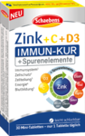 Витаминный курс 9 витаминов - Schaebens Zink (10mg)+ витамин C (80mg) + витамин D3 - таблетки для поддержки иммунной системы, защиты клеток и костей (Германия)