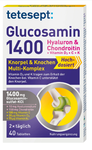tetesept Glucosamin 1400 (40 Stuck), 49,2gr - Мультикомплекс для хрящей и костей с комбинацией гиалуроновой кислоты, хондроитина, глюкозамина, витамина D3,  витамина C и витамина K - 40 штук (Германия)